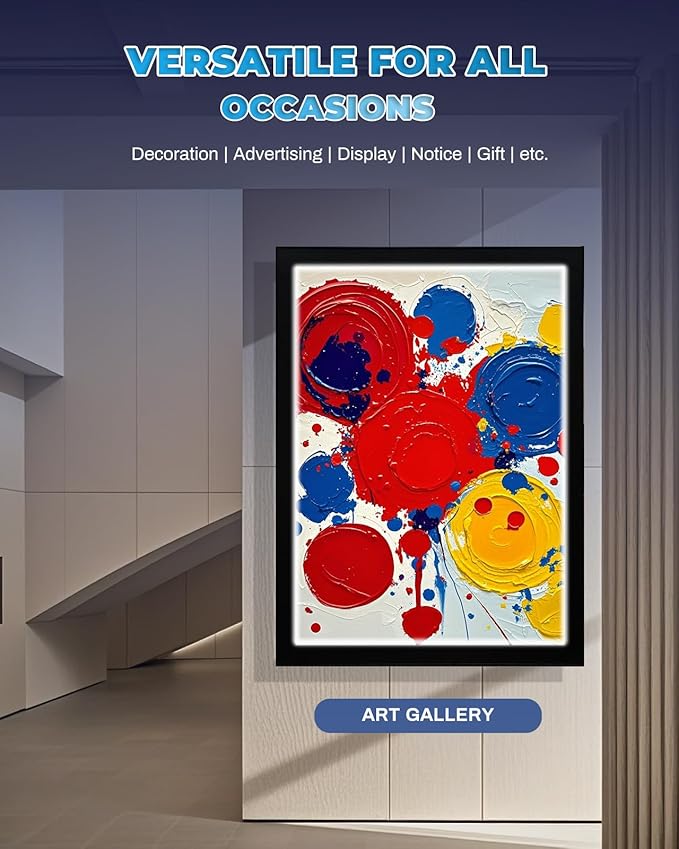 24 x 36 Inch Led Poster Frame, Backlit Movie Poster Frame Light Box Display Sign Holder in Black, Wall Mounting, Aluminum Profile, Magnetic Frame for Movie Poster Advertising Display