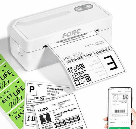Forc Shipping Label Printer,4X6 Thermal Label Printer for Small Business & Office Package,Compatible with Android, iOS, Windows and Mac, Widely Used for Amazon,UPS,Etsy,USPS