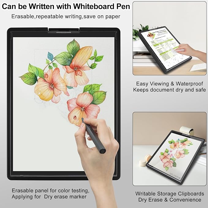 Clipboard with Storage,Three-Tier Box Clipboards(Letter Size),Storage Clipboard with Clip Form Holder Clipboards,Dry Erase Clip Boards 8.5x11 with Storage for Office School Supplies Clip Board-Black