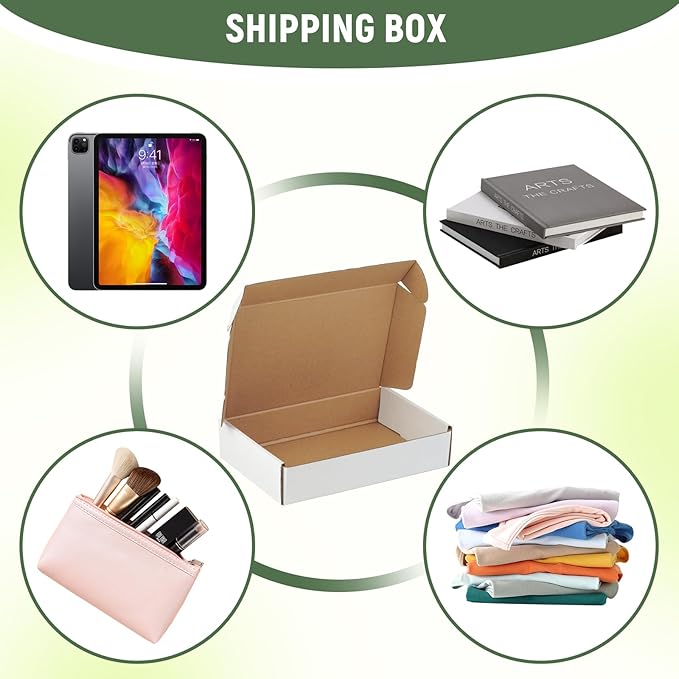 9"x6"x2" Shipping Boxes Set of 2, White Corrugated Cardboard Box Literature Mailer