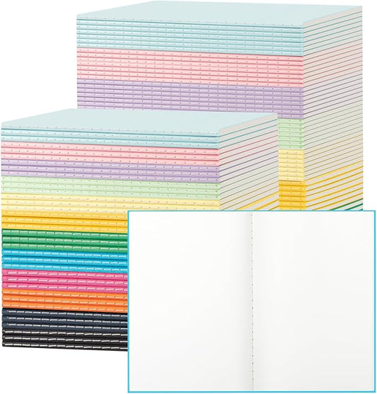 120 Pack Colorful Blank Notebooks for writing, Journals Bulk, A5 Composition Books, 8.3x5.5 Inch, 60 Pages, 30 Sheets Sketchbooks for Office School Travel Supplies (Blank-120 pack, 12 Colors)
