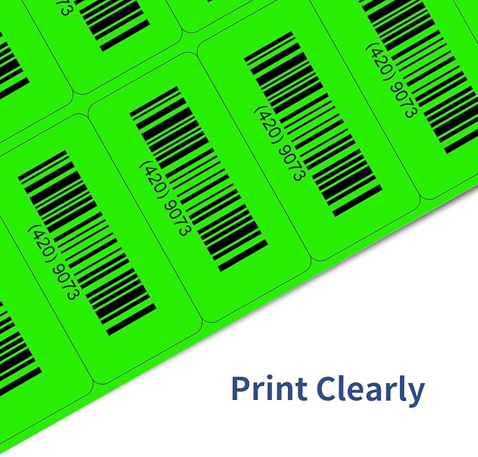 STARLIBOO Shipping Labels Stickers, 2"×4" Printable Fluorescent Mailing Labels for Laser/Inkjet Printing- Matte, Permanent Adhesive Sticker (Fluorescent Green)