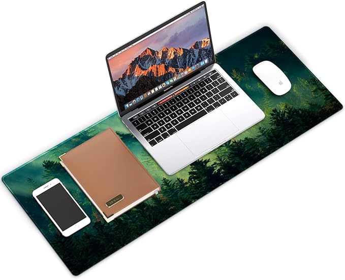 Galdas Mouse Pad,Office Desk Mat Large Gaming Keyboard Pad Durable Stitched Edges Washable Smooth Surface Control & Accuracy Extended Computer Mouse Mat (31.5X11.8In)-Green Forest…