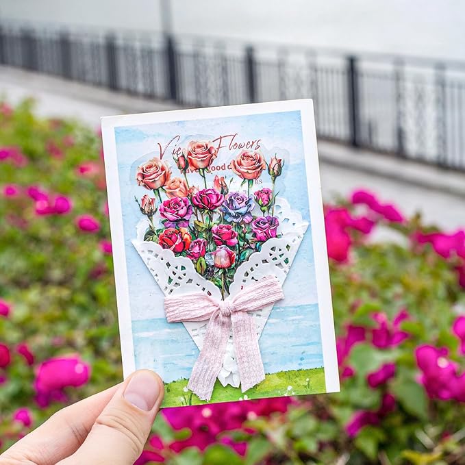 AurriiLeaf Viewing Flowers PET Sticker Set, 120PCS Floral Ephemera for Scrapbooking, Journaling, Crafting, DIY Projects, Diaries, and Art Supplies