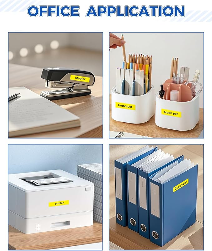 Tze631 12mm 0.47" Laminated Yellow Tape Compatible for Brother Tze-631 Tz-631 P Touch Tz Tze Label Tape 12mm 1/2" Black on Yellow for PTD210 PTD220 PTD400 PTD600 PTD610BT Label Maker, 4-Pack