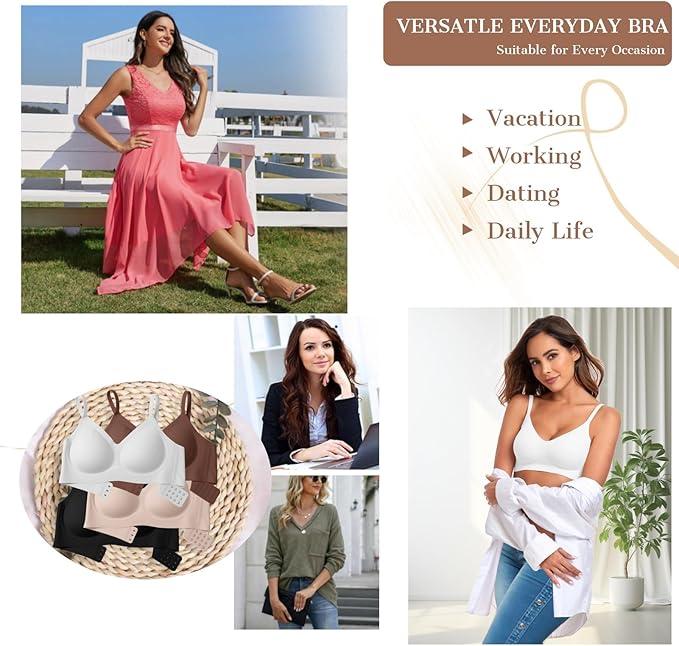 OEAK Womens Wireless Bras Comfortable Push Up Bra No Underwire Bra Full Support Lift Bralette Everyday Seamless Tshirt Bras