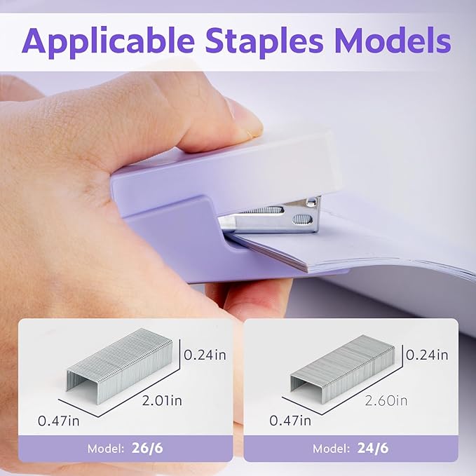 Mini Stapler with 830 Staples, Small Cute Desk Staplers, 25 Sheet Capacity, Purple-White Gradient