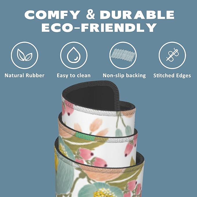 Large Mouse Pad Spring Flowers Extended Gaming Mouse Pad Desk Mat Stitched Edges Mousepad Non-Slip Rubber Base Keyboard Pad for Laptop Computer PC 35.4 x 15.7 inches