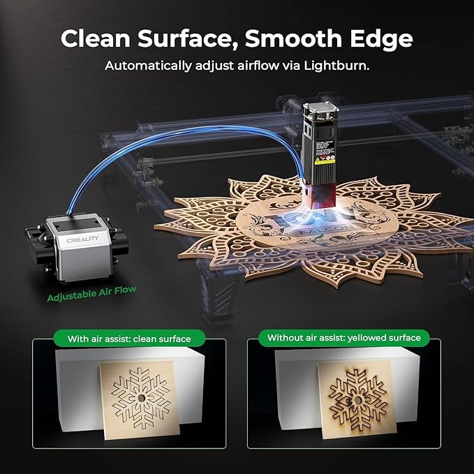 CREALITY FALCON 10w Laser Engraver with Air Assist, Laser Engraving Machine with Rotary Roller, 72W High Precision Laser Cutter and Engraver for Wood, Metal, Acrylic, Cylindrical Objects, Tumblers