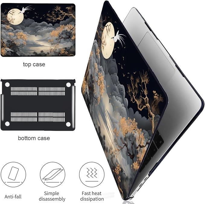 for MacBook Air 13.6 Inch Case M4 A3240 A3113 M3 A2681 M2 2025 2024 2023 2022 Release, Pattern Plastic Hard Shell Case Cover for Mac Air 13 inch M4 M3 M2 Chip Touch ID, Tide Illustration 2