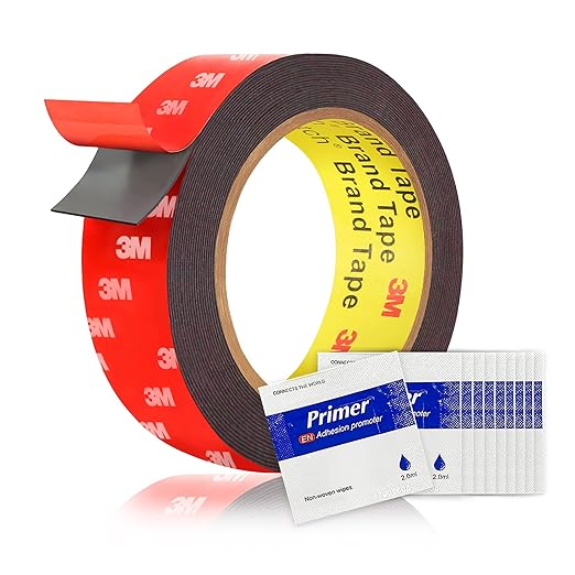 Tapsi Double Sided Tape Heavy Duty – Waterproof Foam Mounting Tape 0.98" x 18 FT with 10 Adhesion Promoters – Strong Adhesive for LED Strip Lights, Car Trim, Walls, Home, Office & Outdoor Decor