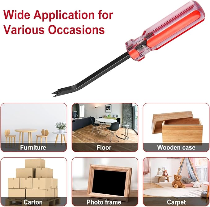 Staple Remover Tool, 2-Pack Upholstery Staple Puller with Double Prongs, Tack & Nail Lifter for Furniture, Floor, Wooden Case, Photo Frame, Carpet