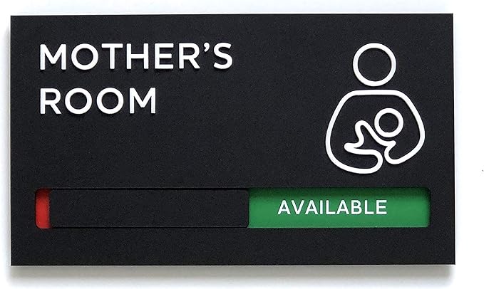 Kubik Letters Premium Mothers Room Sign with Slider for Dual Messages Room Status (AVAILABLE or IN USE)