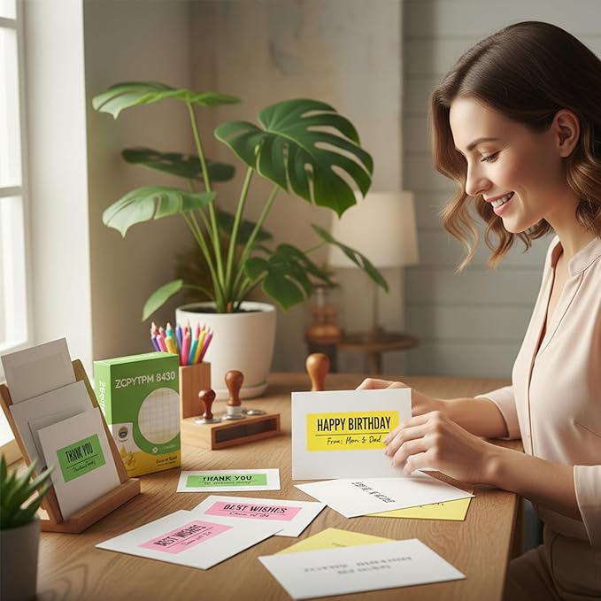 Printable Address Labels 1" x 2-5/8", 450 Total, 15 Sheets, Colored Labels for Laser & Inkjet Printer, Fluorescent Sticker Labels for Mailings, Folders, Organizing