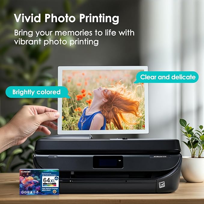 Remanufactured 64XL Ink Cartridges Black/Color Replacement for HP 64XL Ink Cartridge Combo Pack HP Ink 64 for Envy 7855 7858 7155 7800 6252 6255 7100 7164 7200e 7955e 7900e Tango X Printer