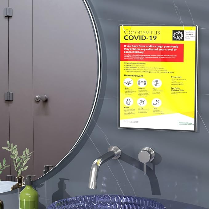 HIIMIEI Wall Mount Acrylic Sign Holder 8.5'' x 11'', Clear Plexi Door Sign Holder Document Holder Plastic Picture Frames with All Mounting Accessories(6 Pack)