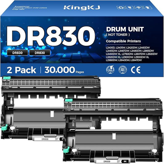 DR830 Drum Unit (Not Toner) 2-Pack Replacement for Brother DR-830 Imaging Drum Compatible for HL-L2460DW HL-L2405W HL-L2480DW MFC-L2820DW DCP-L2640DW MFC-L2900DW HL-L2400D HL-L2460DW XL Laser Printer