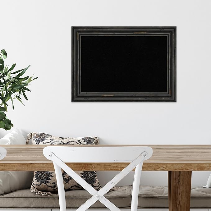 Amanti Art Black Cork Board for Wall, 15x21 Vision Board with Black Wood Frame, Small Corkboard Office Decor for Home Organization, Country Rustic Corkboard Pinboard to Display Items for Home