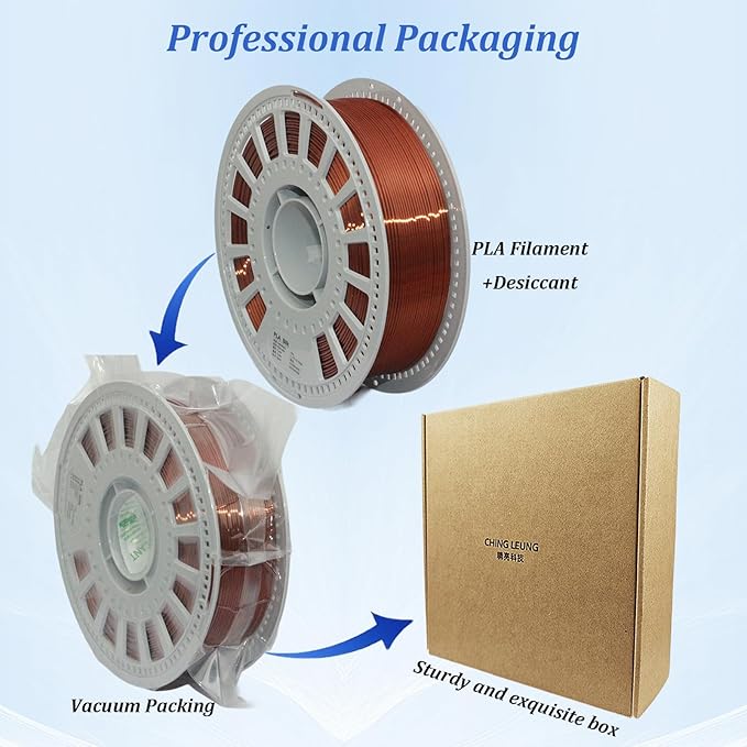 Silk Filament 1.75, Pla + Filament, 3D Printer Filament, Dimensional Accuracy +/- 0.03 Mm, 3D Printer Filament Silk, Pla Filament', Pla 1 Kg (2.2 Lbs), Fit Most FDM 3D Printers (Copper)