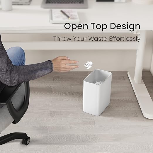 Cesun Small Bathroom Trash Can 2.1 Gallon Wastebasket, Modern Metal Garbage Can Office Waste Basket, White Stainless Steel Trash Bin for Bedroom, Home Office, Toilet, rv, Near Desk, Under Sink.