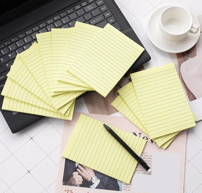 (6 Pads) Sticky Notes 4X6 in Yellow Stickies Super Sticking Power Memo Pads Strong Adhesive