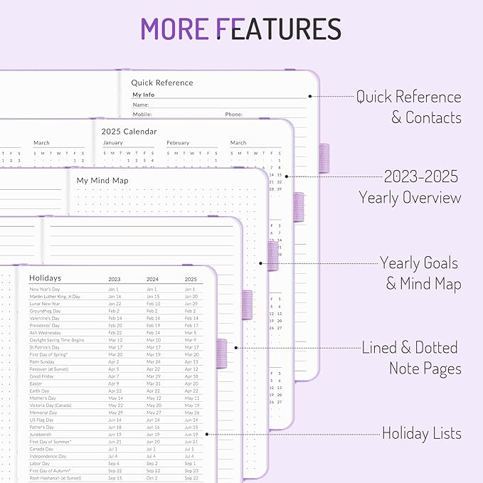 Undated Weekly Planner for 2025, Forvencer Simplified Weekly & Monthly Calendar Planner, Cute Daily Organizer Notebook, Agenda Journal to Track Goals & Tasks, Start Anytime, A5 Size, Black