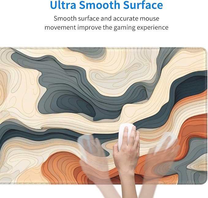 Large Topographical Mouse Pad 31.5 x 12 Inch with Anti-Fray Stitching, Non-Slip Rubber Base, Ideal for Gaming & Office Use