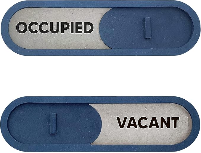 GEEKBEAR Vacant Occupied Slider Door Sign for Home Office - Premium MDF, 7.5 x 2.2 in (Blue)