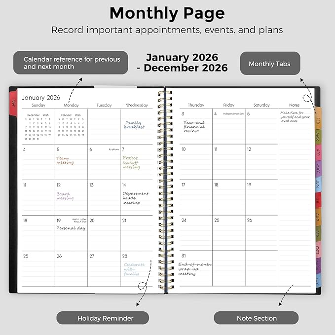 SKYDUE 2026 Appointment Book, 8.5" x 11", Hourly Planner with 15 & 30-Minute Increments, Weekly & Monthly Planner for January - December 2026, Perfect for Daily Planning, Black