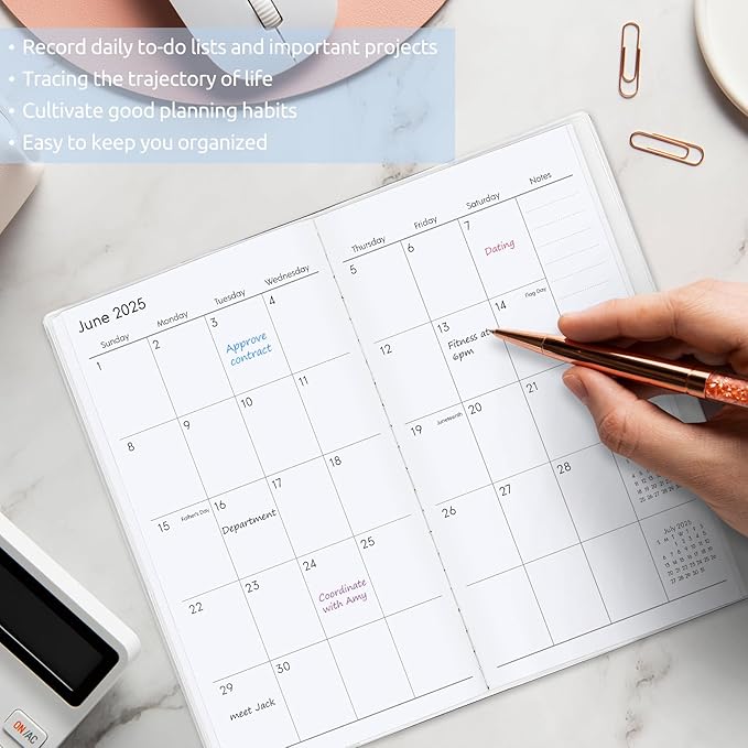 Pocket Calendar 2026-2027, Monthly Planner 2025-2027 - 3.7" x 6.7" - Runs from July 2025 Until December 2027, 2026 Pocket Calendar with PVC Cover for Organizing & Planning