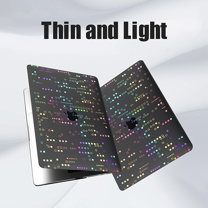 DTangLsm for M4 MacBook Air 13 inch Case 2025 2024-2022 M3 M2 A3240 A3113 A2681, Clear Plastic Hard Case for MacBook Air 13.6 inch Laser Print Laptop Shell&Keyboard Cover for Mac Air M4,Squares Black