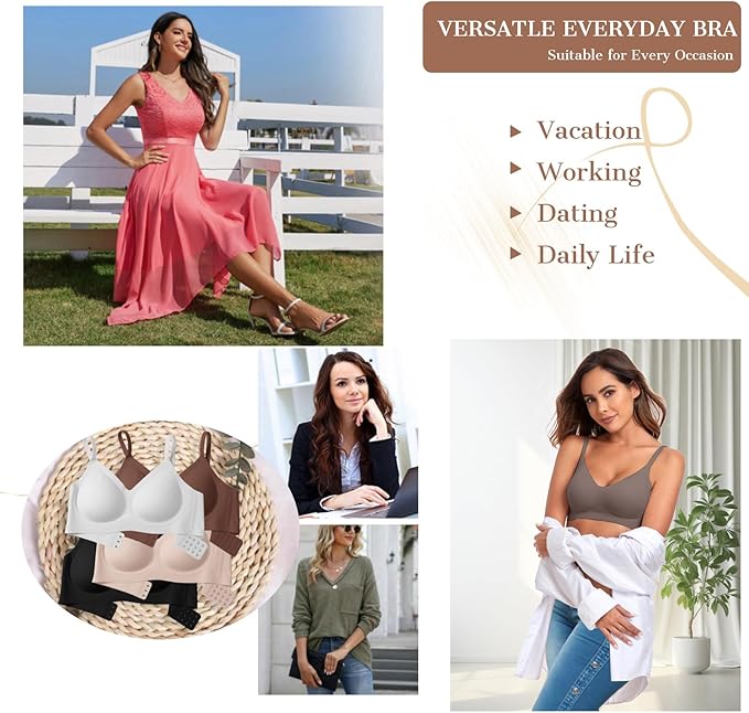 OEAK Womens Wireless Bras Comfortable Push Up Bra No Underwire Bra Full Support Lift Bralette Everyday Seamless Tshirt Bras