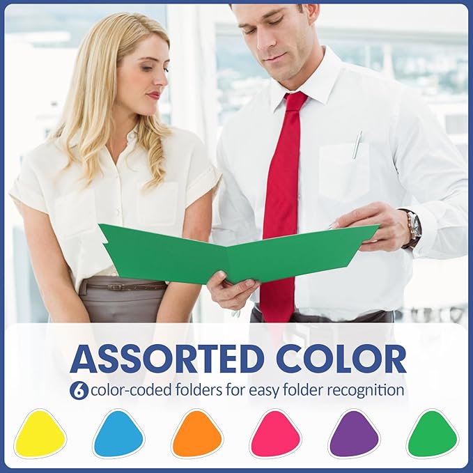 File Folder, PANDRI 270 Pack Colored File Folder, 1/3 Cut Tabs, Letter Size, Assorted 6 Colors Filing Folder for Office School Business