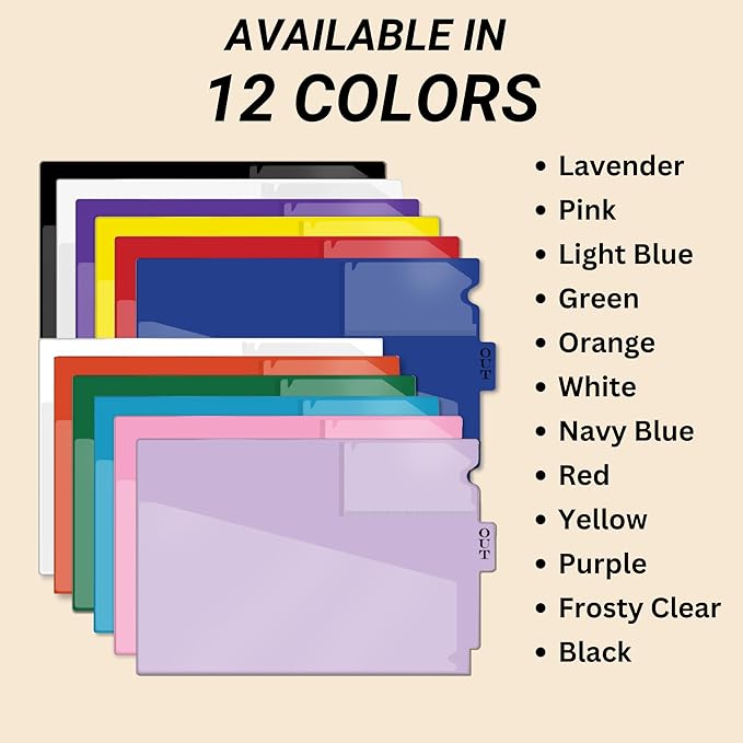 Doctor Stuff - Center Tab Vinyl Out Guides, Diagonal Cut Front Pocket, Top Charge Out Slip Pocket, Plastic File Folder, Letter Size 9" x 13-1/4", Navy, 100/Box