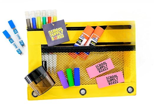 Elementary School Essentials Bundle | Case (4 Boxes) - 91 Pieces per Box | School Supply Boxes - Back to School Essentials | Includes Binders, Folers, Notebooks, Paper, Pencils, Pens, & More