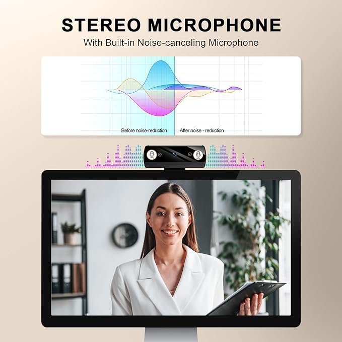 Webcam,Webcams for PC, Full HD 1080P Video Calling, HD Light Correction, Works with Skype, Zoom, FaceTime, Hangouts, PC/Mac/Laptop/MacBook/Tablet