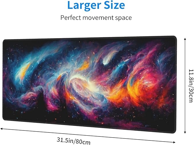 Galaxy Extended Big Mouse Pad Large,XL Gaming Mouse Pad Desk Pad,31.5x11.8inch Long Computer Keyboard Mouse Mat Mousepad with 3mm Non-Slip Base for Home Office Work