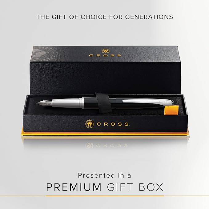Cross ATX Refillable Fountain Presented in a Luxury Gift Box - Medium Point, Black Ink, Basalt Black