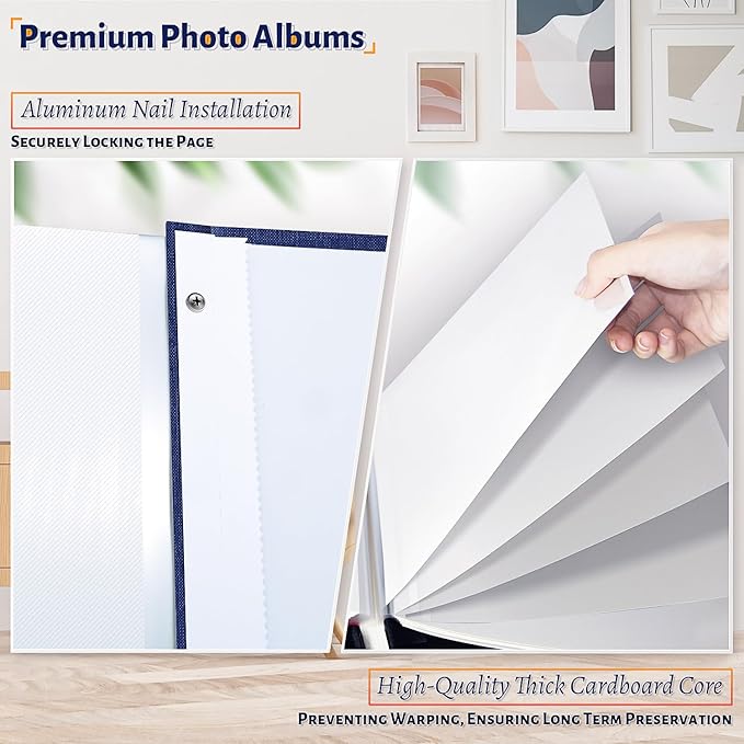 Photo Album Self Adhesive Scrapbook,120 Pages Large Photo Book for 4x6,5x7,8x10 Pictures,DIY Album for Baby Wedding Family Travel Birthday,with Metallic Pen and Scraper