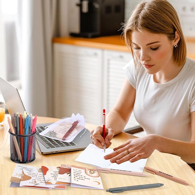 24 Set/48 Pcs Positive Affirmation Gift Set Gratitude Notebooks with Pens Small Bags Motivational Encouragement Notepads Daily Affirmations Journal for Women Stress Relief Self Care (Abstract)