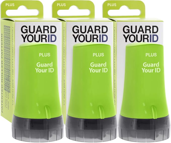 Guard Your ID Security Roller Set for Identity Theft Protection Advanced 2.0 Stamping and Redacting (Regular 3-Pack, Green)