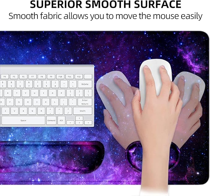LATEEFAH Mouse Pad with Wrist Rest, Desk Mat + Keyboard Wrist Rest Set, Desk Pad for Keyboard and Mouse, 4-in-1 Large Mouse Pad with Wrist Support for Office, Home