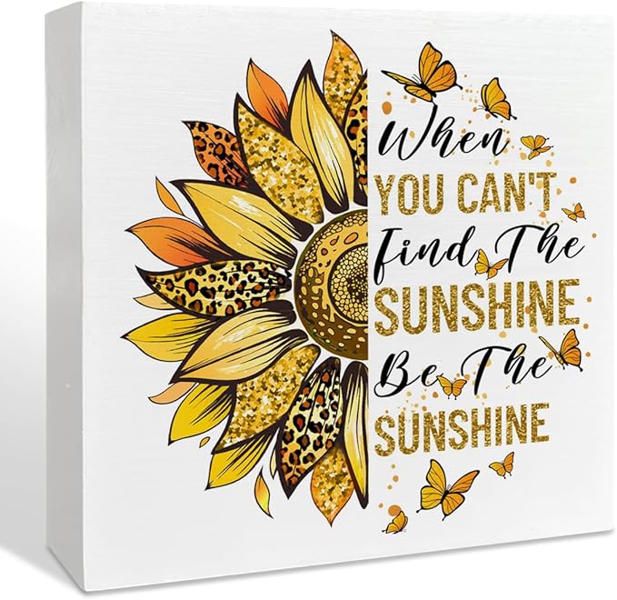 Therapy Office Desk Wooden Box Sign Decor, Mental Health Sunflower Wood Box Sign Decorations for School Psychologist Therapy Office, Gifts for Therapist Psychologist School Counselor, Be The Sunshine