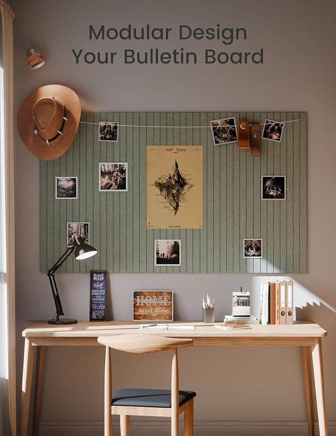 Large Felt Bulletin Board 36" x 24" Cork Board Alternative-6 Pack with 40 Safe Removable Adhesive Tabs, Cork Boards for Walls Cork Board for Home Office Classroom Pin Board (Sage)