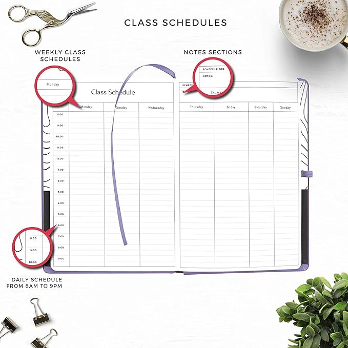 Smart Academic Planner - A5 Size 8.6 x 5.7 inches - Undated Daily Planner for School - Daily, Weekly, and Monthly Scheduling - Student Planner for Maximizing Focus and Productivity (Lavender)