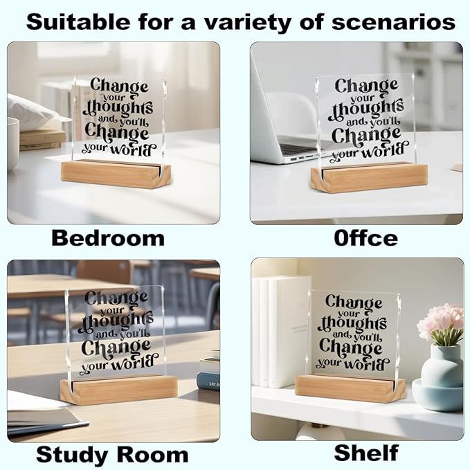 Inspirational Quotes Desk Decor, Thank You Gifts for Women Men Friends, Inspirational Gifts for Coworker Motivational Quote Clear Sign Home Office Table Shelf Desk Decor Christmas Birthday Gift