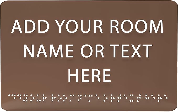 9" X6" Personalized Custom Sign - ADA Compliant Tactile Graphics Grade 2 Braille Text Acrylic Wall Signs - Add Your Room Name Text Sign for Home School Office Business Workplace