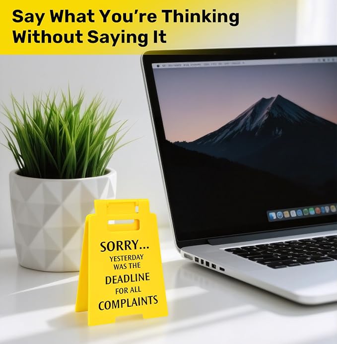 Funny Office Desk Decor Sign, Funny Desk Accessories for Work, Office Signs Cubicle Decor Birthday Gifts for Boss Lady, Men, Women, Coworkers, Teacher, Principal, Manager