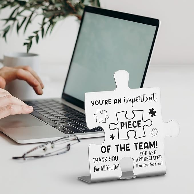 Team Gifts for Employees, Coworkers, Women, Team Thank You Appreciation Gifts, Team Plaque, Team Puzzle Piece Gift, Team Christmas Team Work Office Desk Decor Gifts Decorative Signs Plaques WDD20