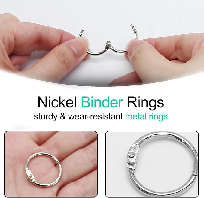 Luomorgo 100 Pcs 3/4 Inch Binder Rings, Nickel Plated Metal Book Rings Silver Paper Rings, Heavy Duty Loose Leaf Binder Rings, Index Cards Rings, Key Rings for Office, Home, School
